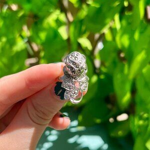 Clark & Coombs Silver Flower Ring, Size 7 | Vintage, Marcasite